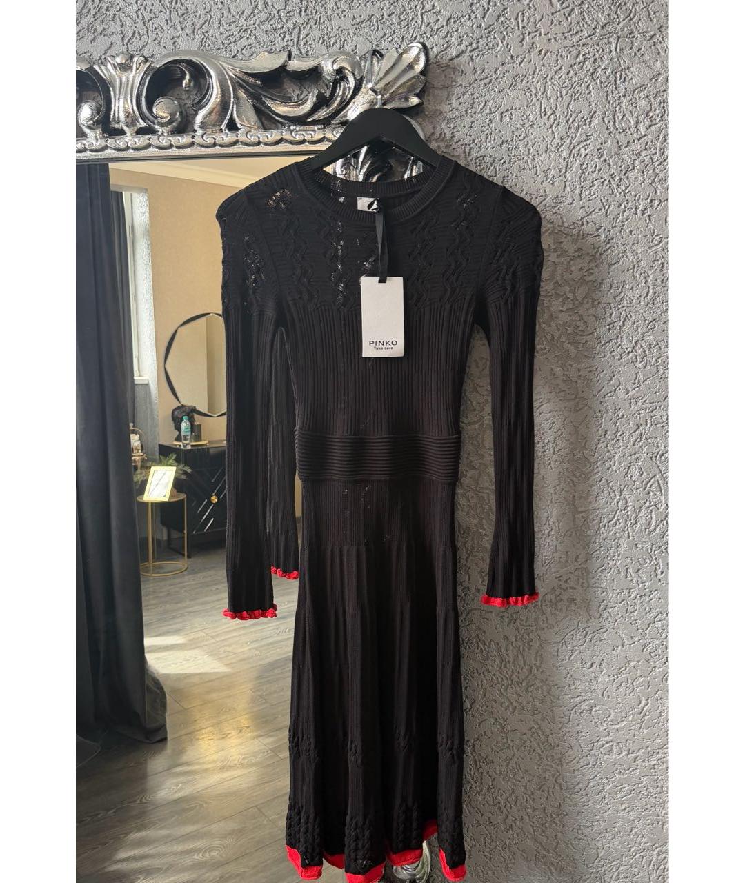 PINKO Черное вискозное повседневное платье, фото 5
