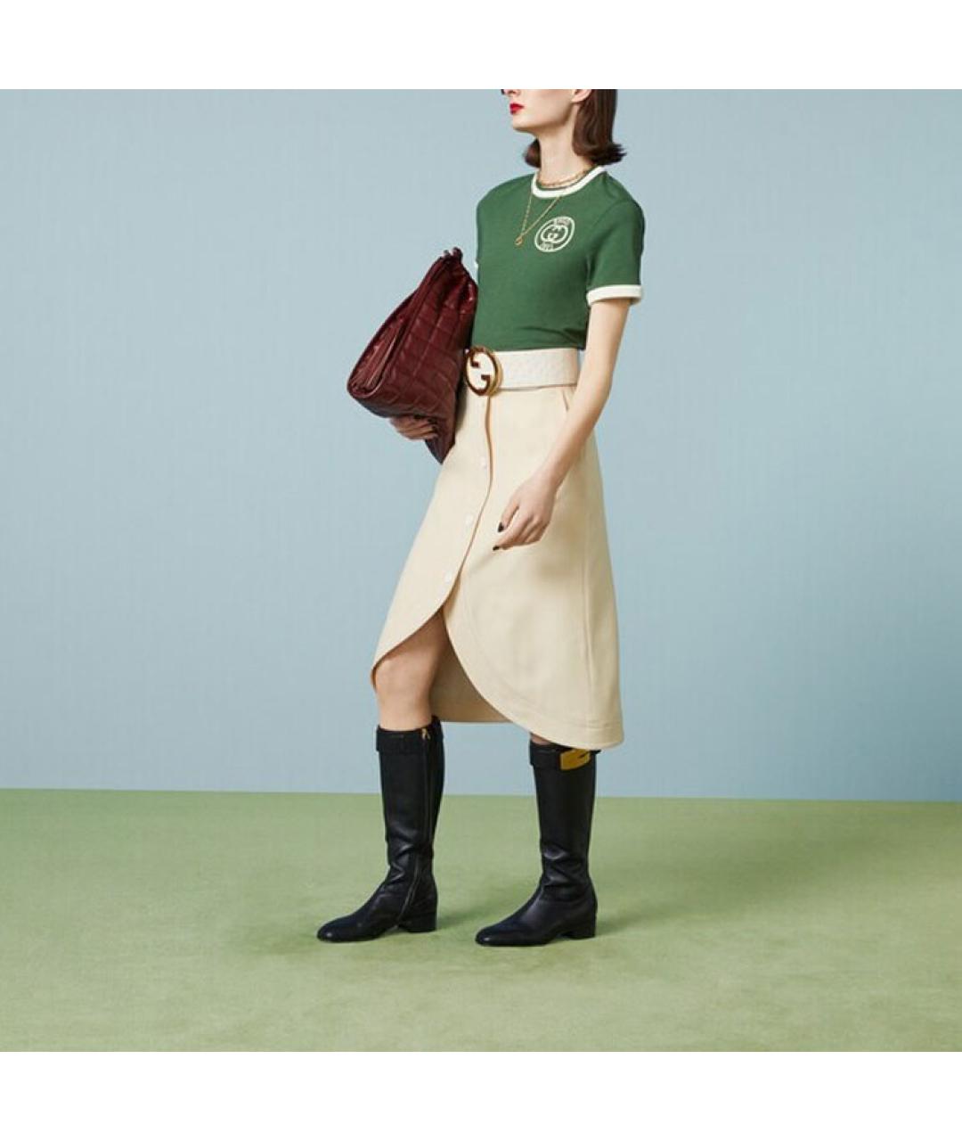 GUCCI Зеленая хлопковая футболка, фото 2