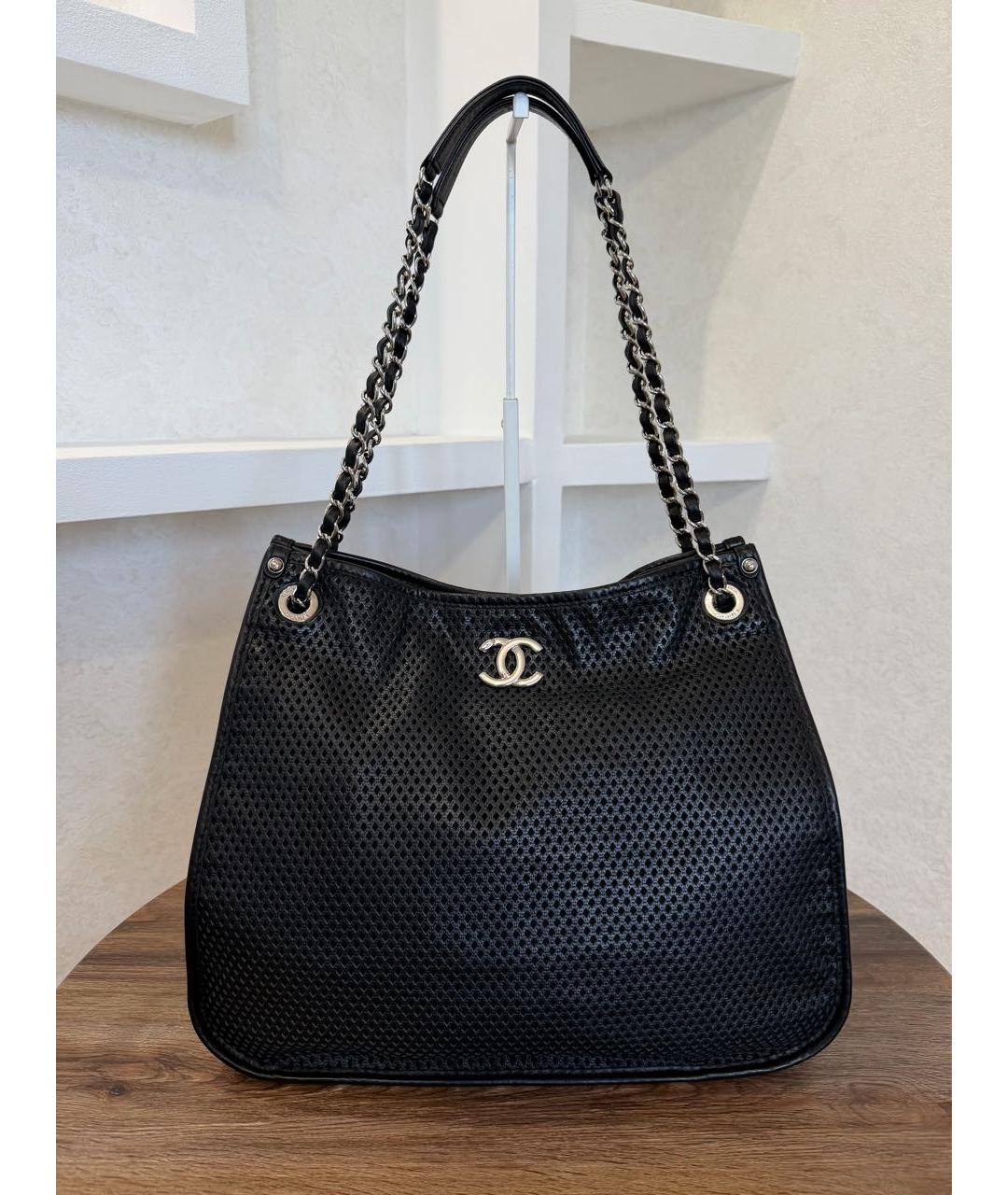 CHANEL Черная кожаная сумка тоут, фото 2