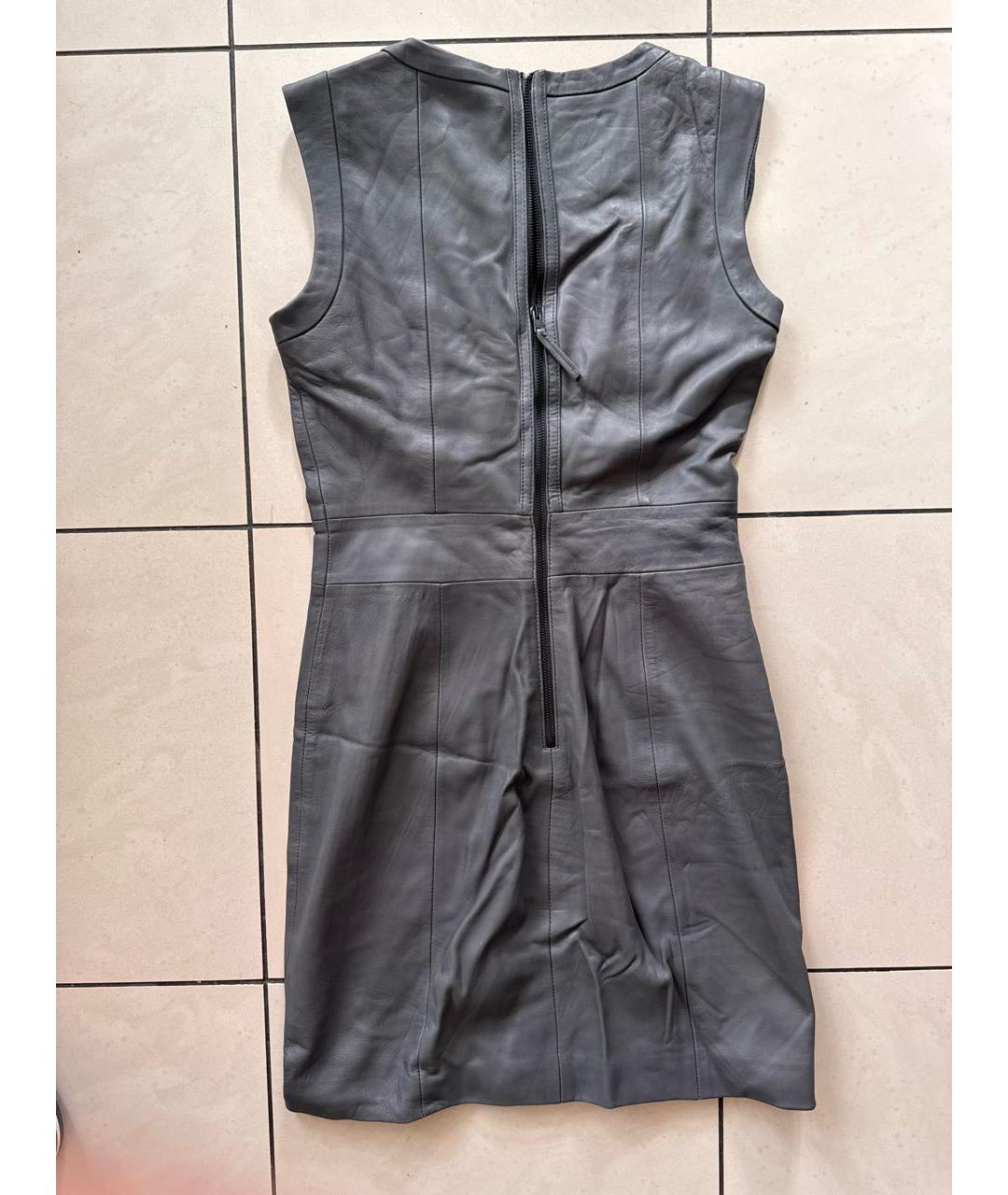 PAUL SMITH Антрацитовое кожаное повседневное платье, фото 2