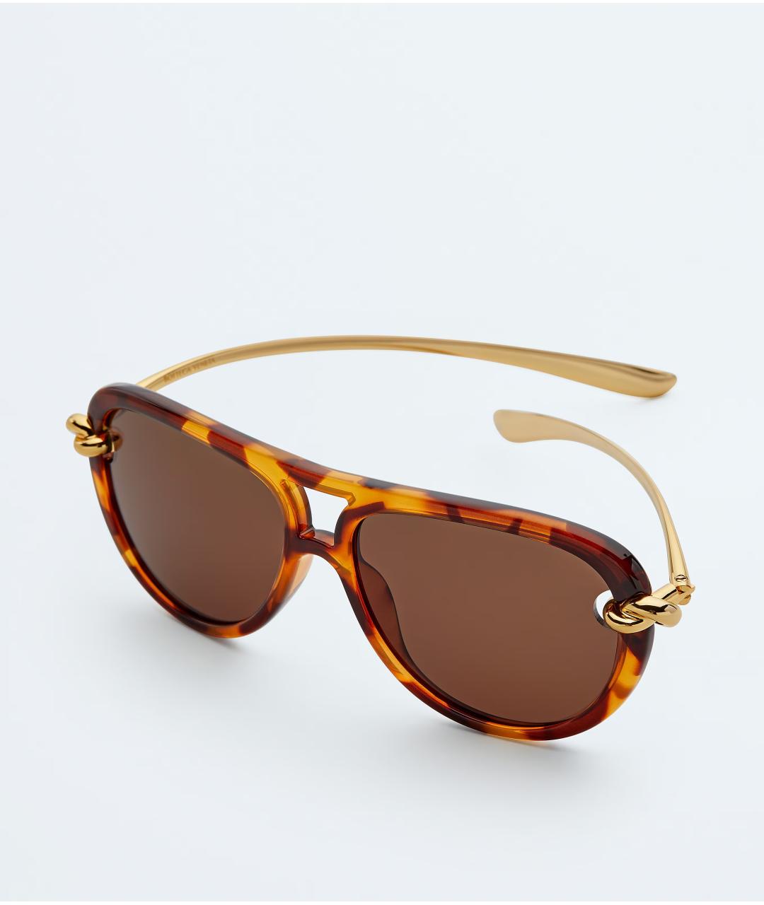 BOTTEGA VENETA Коричневые пластиковые солнцезащитные очки, фото 2
