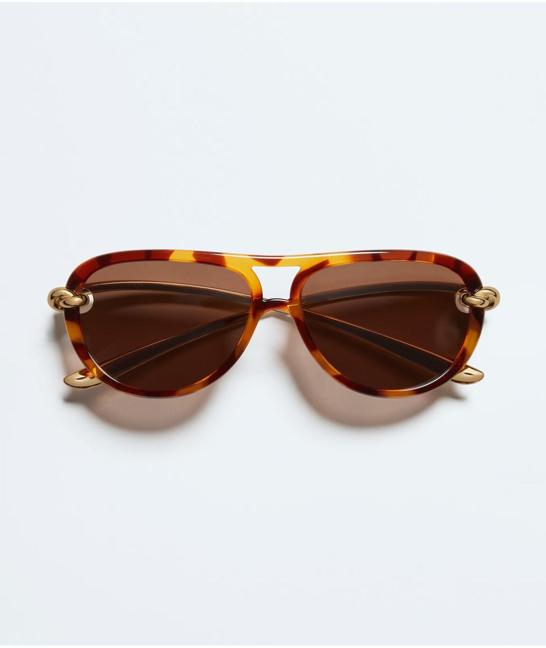 BOTTEGA VENETA Коричневые пластиковые солнцезащитные очки, фото 4