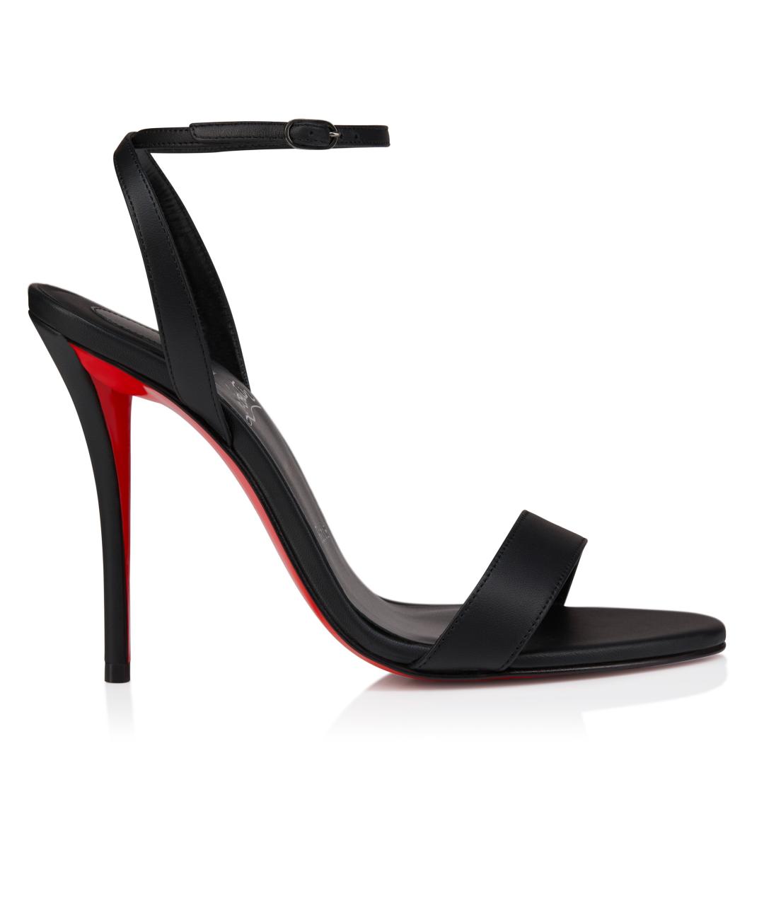 CHRISTIAN LOUBOUTIN Черные кожаные босоножки, фото 1