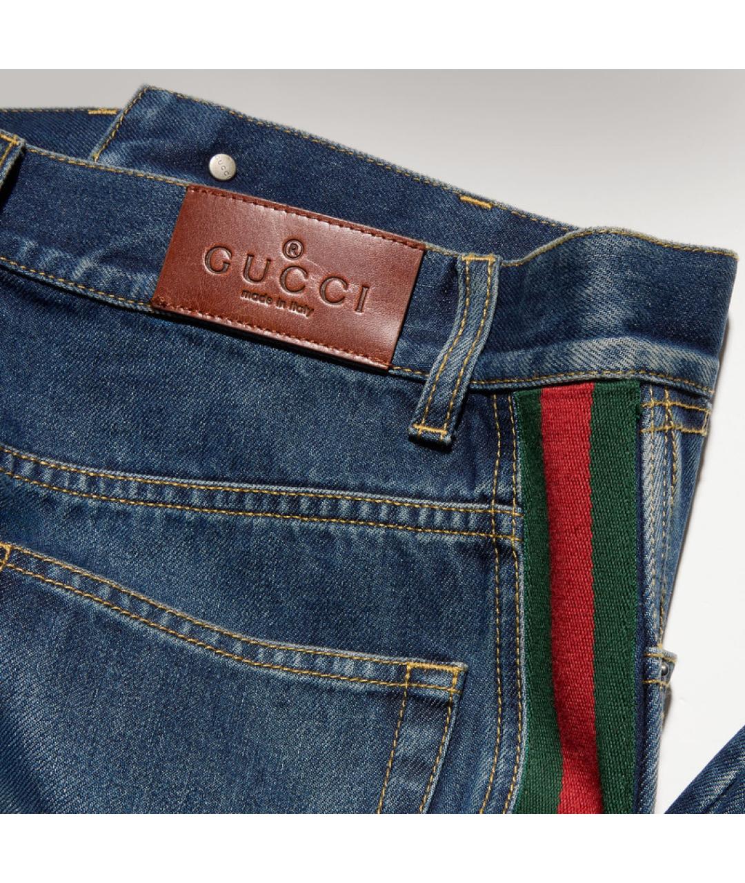 GUCCI Синие хлопковые прямые джинсы, фото 2