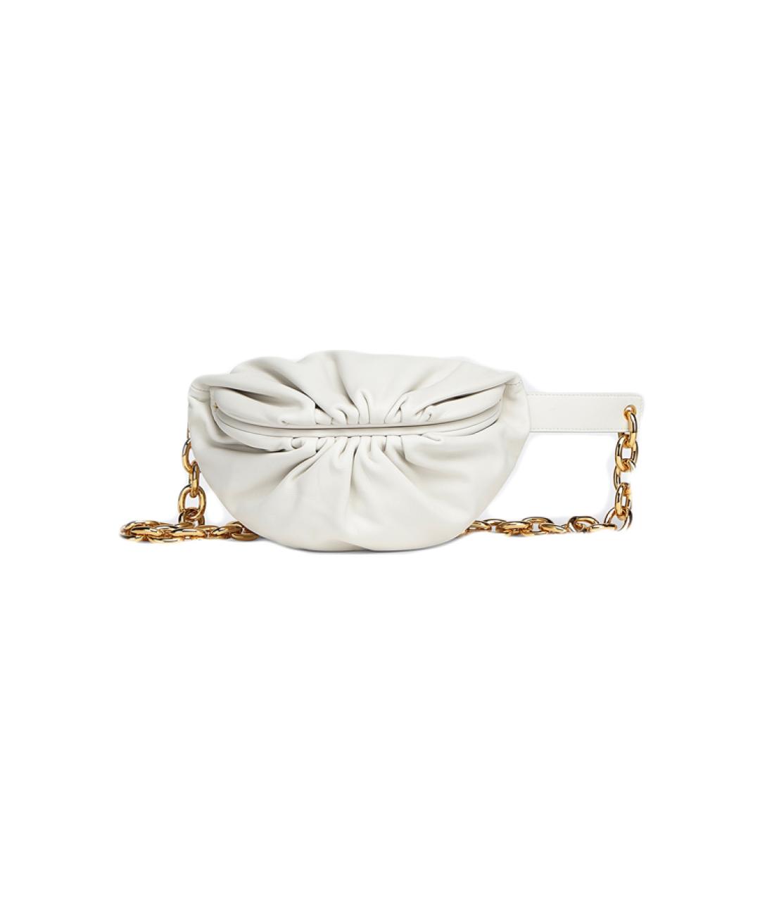 BOTTEGA VENETA Белая кожаная поясная сумка, фото 1