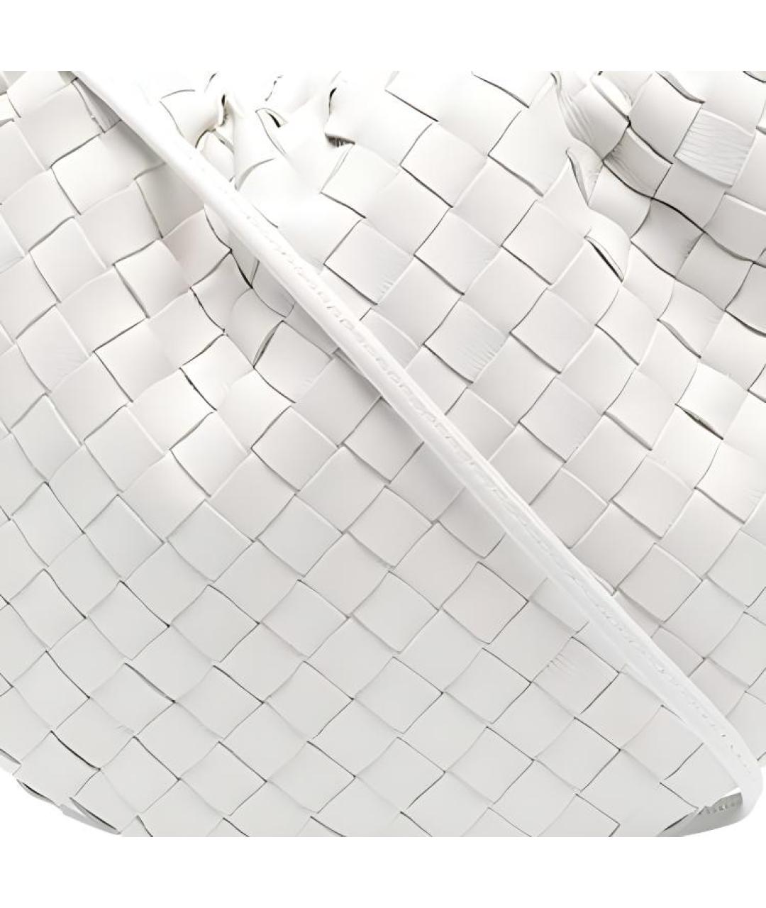 BOTTEGA VENETA Белая кожаная сумка через плечо, фото 4