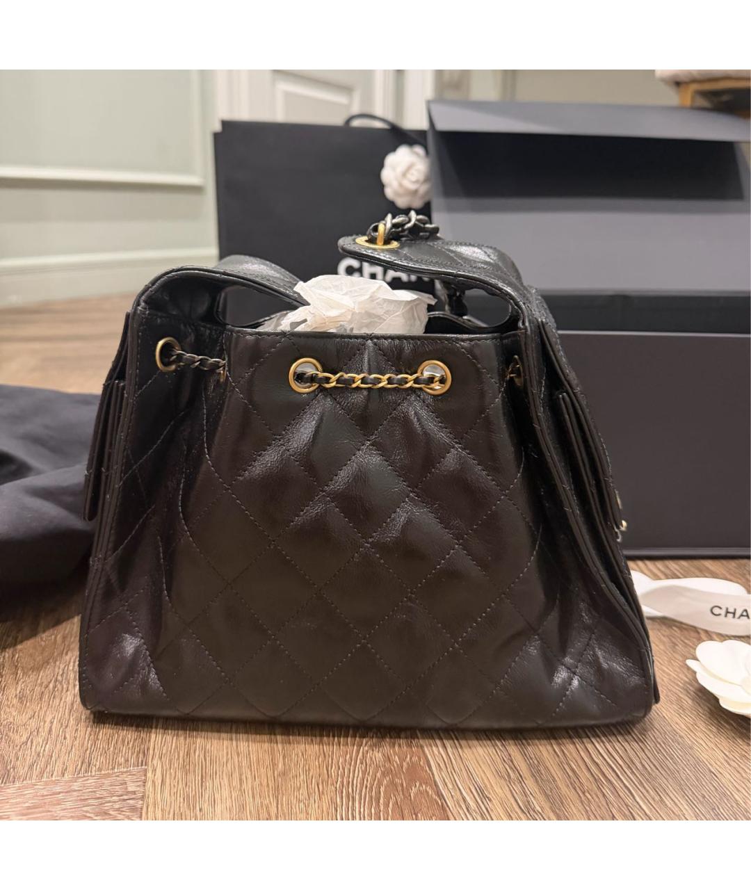 CHANEL Черная кожаная сумка через плечо, фото 3