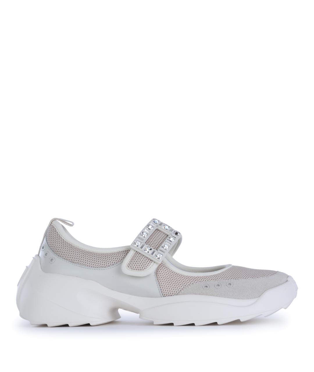 ROGER VIVIER Бежевые текстильные кроссовки, фото 1