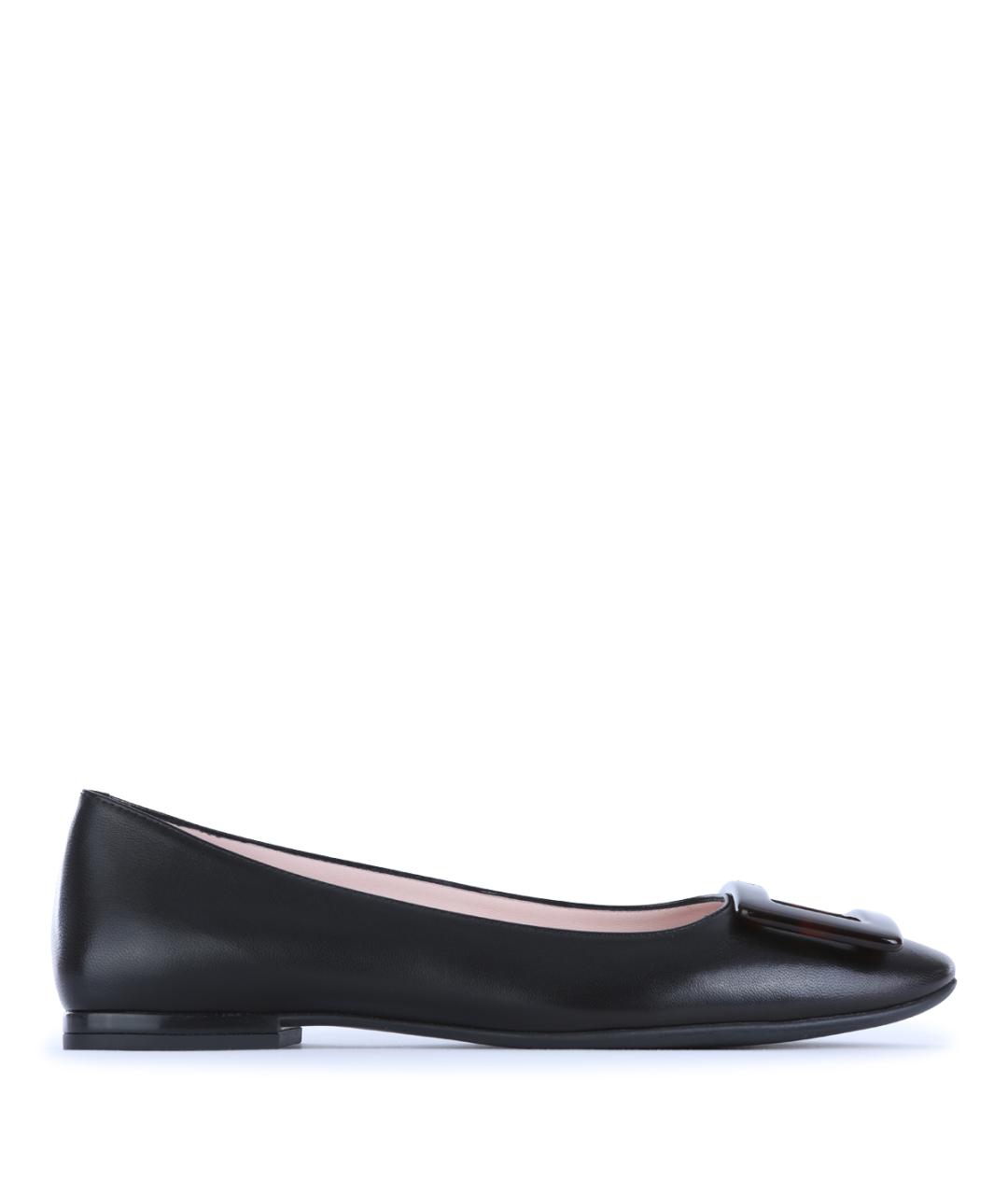 ROGER VIVIER Черные кожаные балетки, фото 1