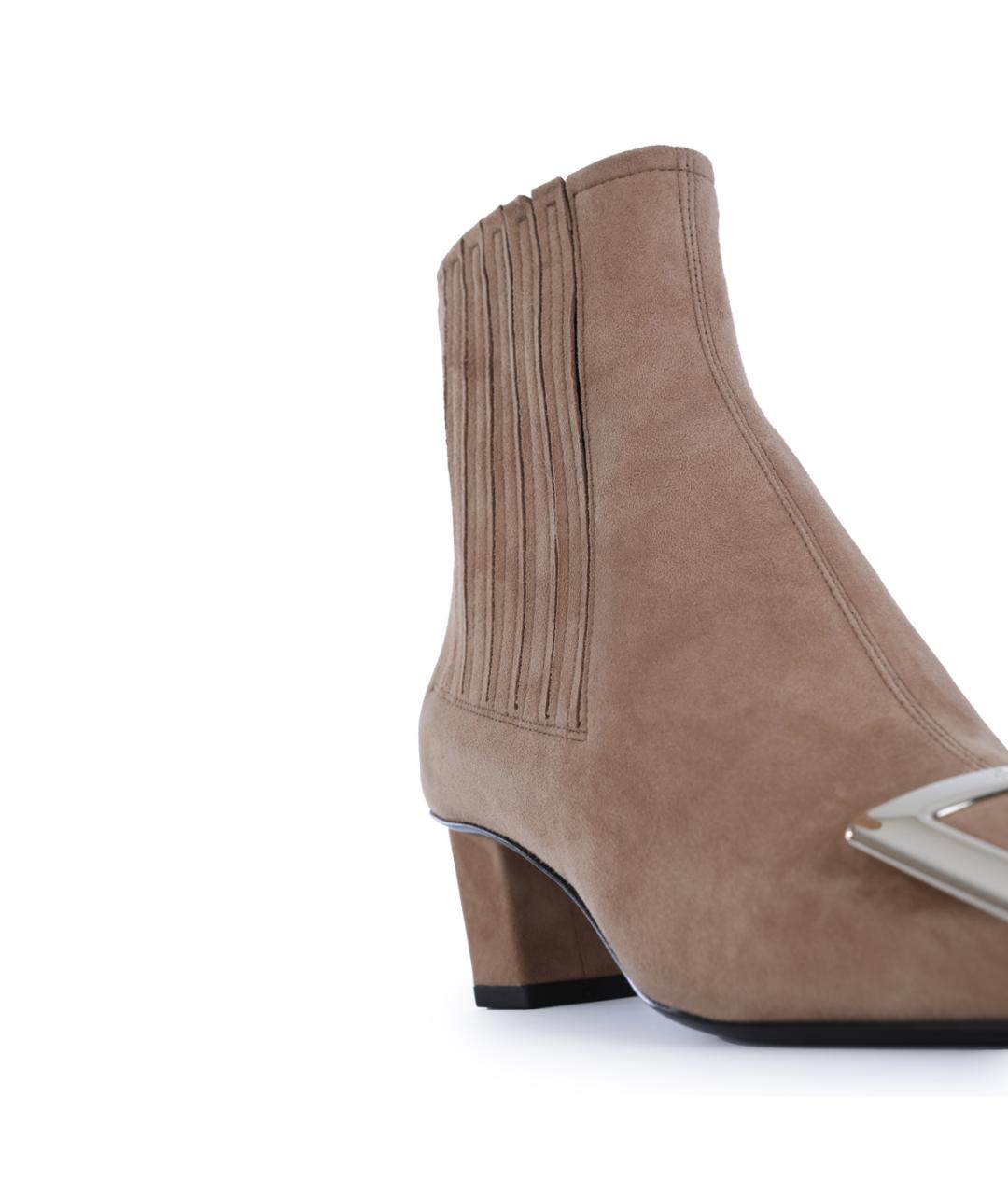 ROGER VIVIER Бежевые замшевые ботильоны, фото 8