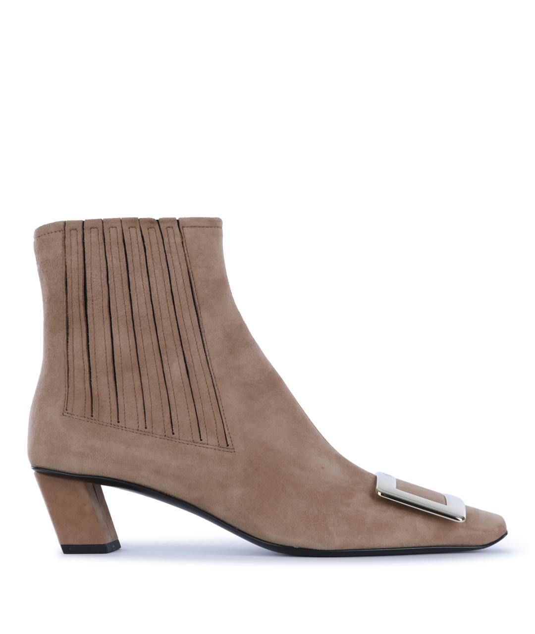 ROGER VIVIER Бежевые замшевые ботильоны, фото 1
