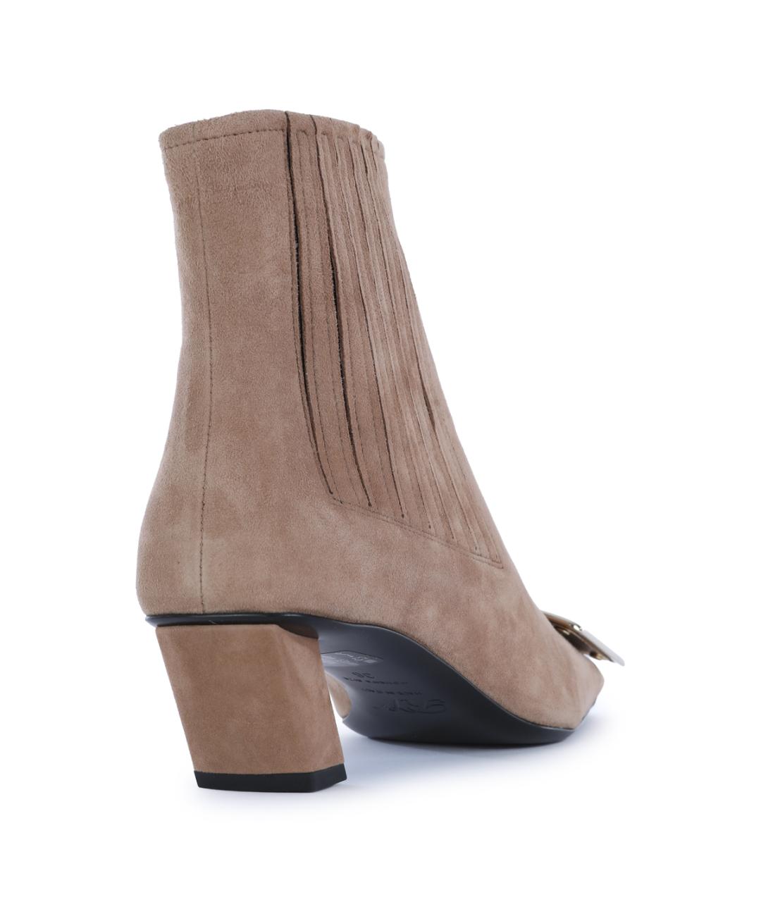 ROGER VIVIER Бежевые замшевые ботильоны, фото 6