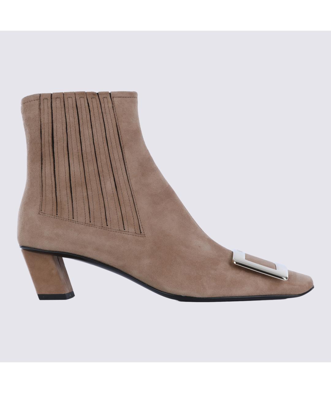 ROGER VIVIER Бежевые замшевые ботильоны, фото 2