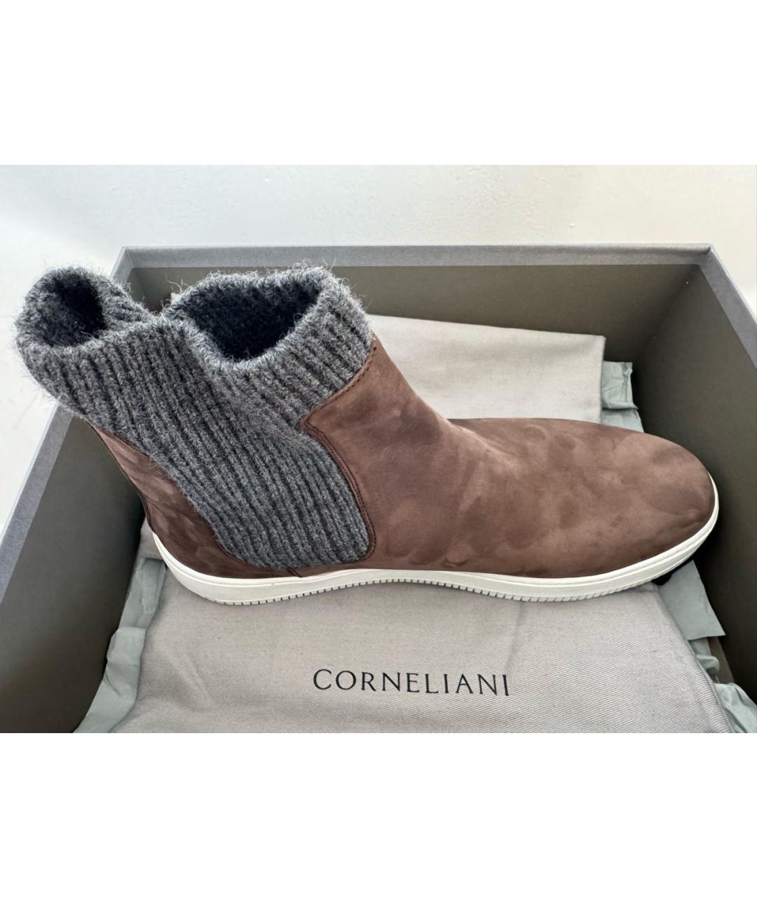 CORNELIANI Коричневые нубуковые высокие ботинки, фото 5