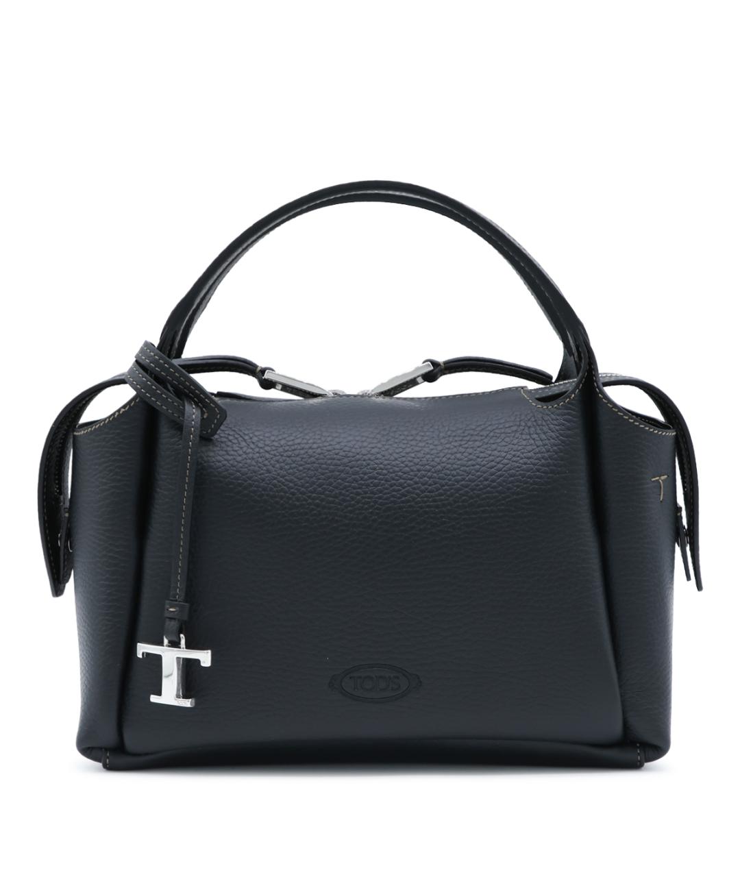TOD'S Черная кожаная сумка тоут, фото 1