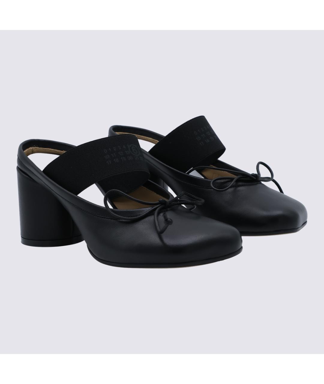 MM6 MAISON MARGIELA Черные кожаные мюли, фото 4