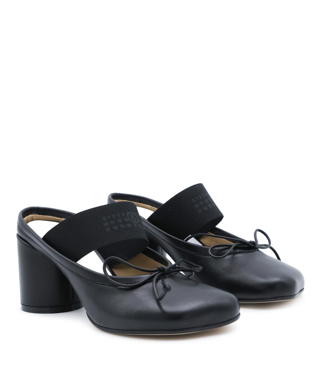 MM6 MAISON MARGIELA Черные кожаные мюли, фото 3