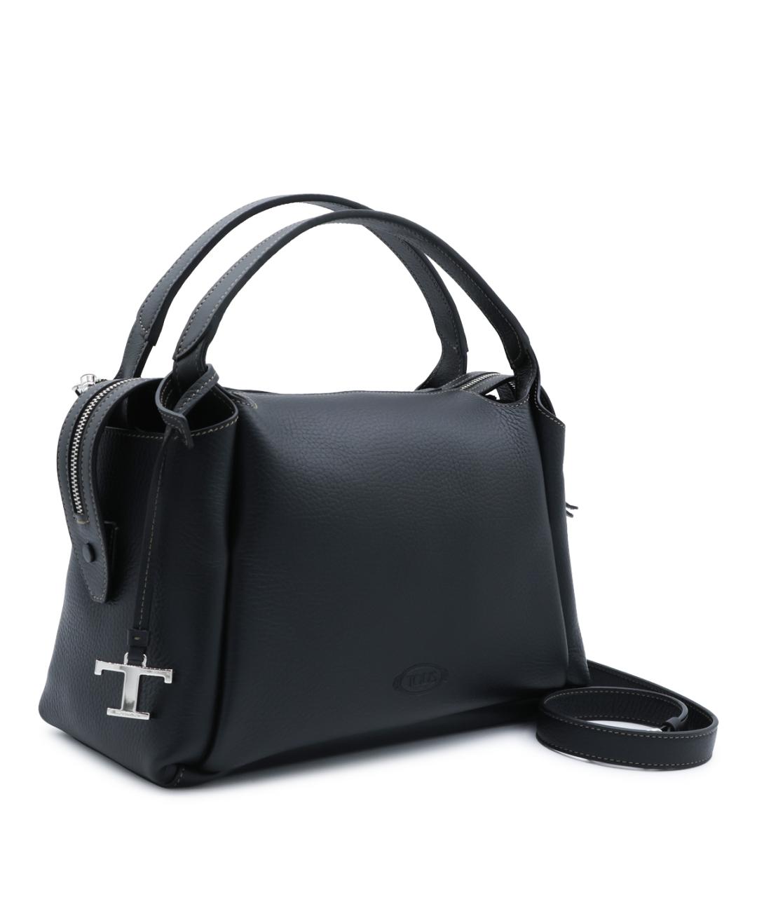 TOD'S Черная кожаная сумка тоут, фото 3
