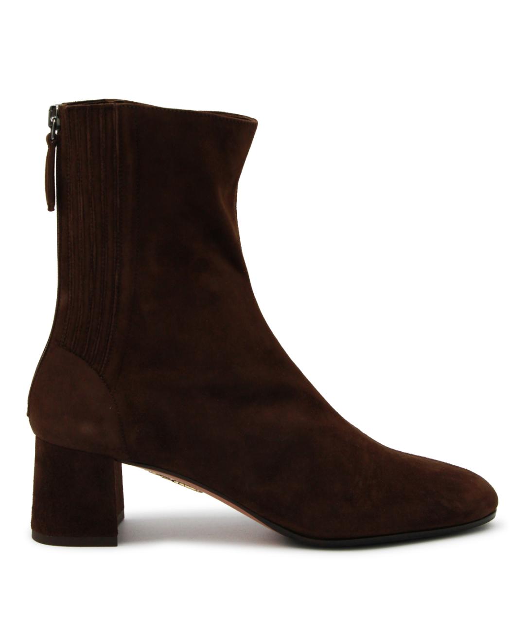 AQUAZZURA Коричневые замшевые ботильоны, фото 1