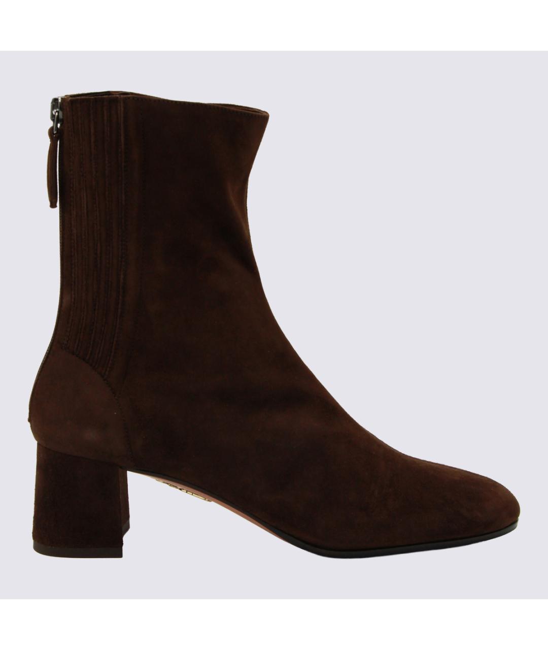AQUAZZURA Коричневые замшевые ботильоны, фото 2