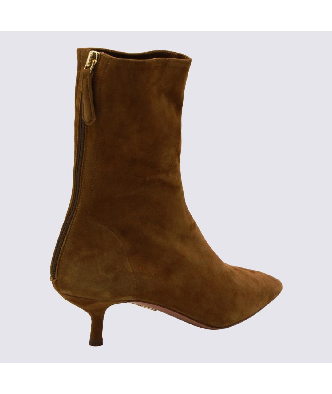 AQUAZZURA Коричневые замшевые ботильоны, фото 6