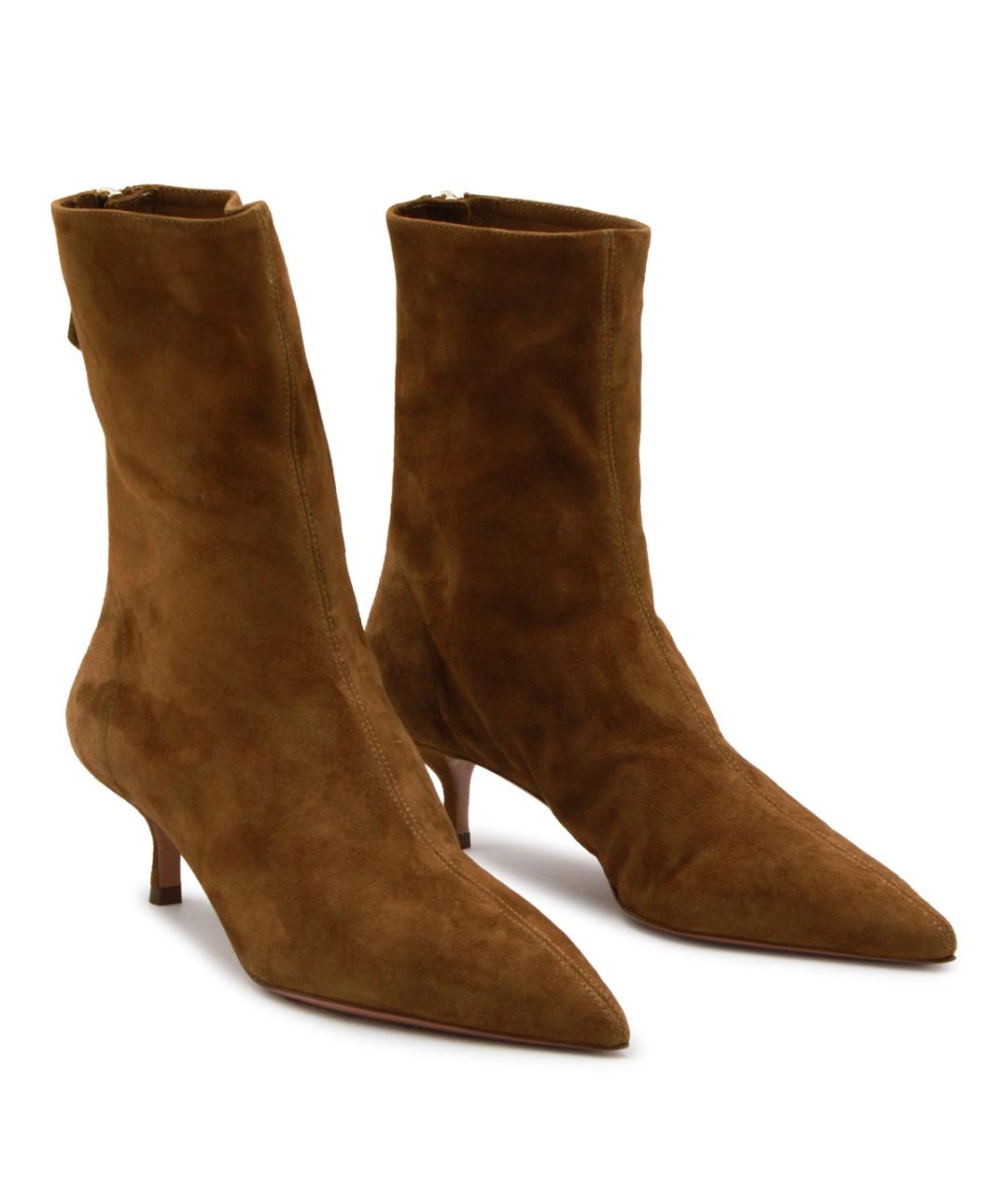 AQUAZZURA Коричневые замшевые ботильоны, фото 3