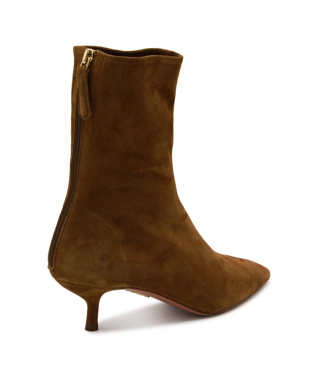 AQUAZZURA Коричневые замшевые ботильоны, фото 5
