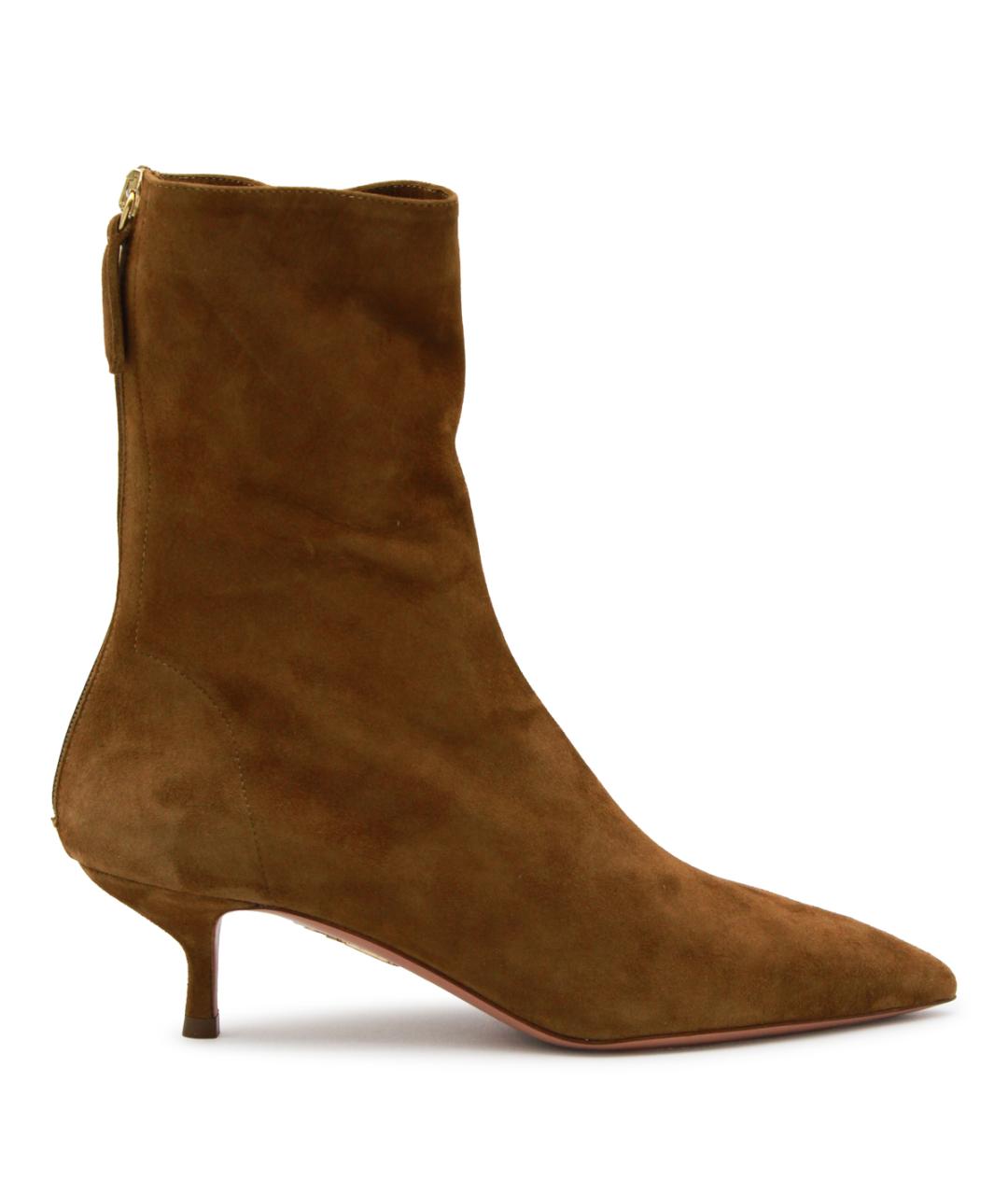 AQUAZZURA Коричневые замшевые ботильоны, фото 1