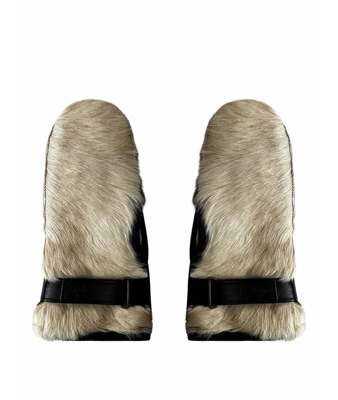 GUCCI Бежевые шерстяные перчатки, фото 1
