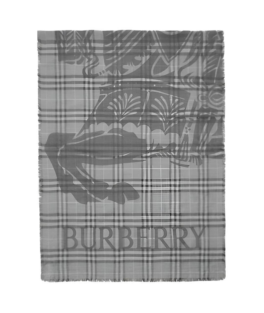 BURBERRY Серый шерстяной шарф, фото 1