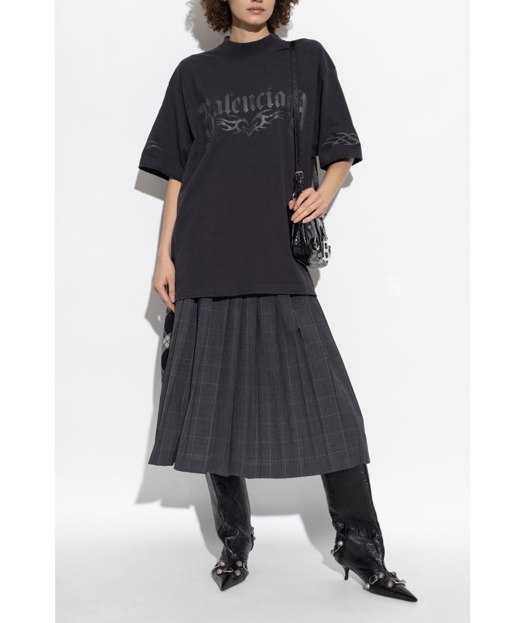 BALENCIAGA Черная хлопковая футболка, фото 6