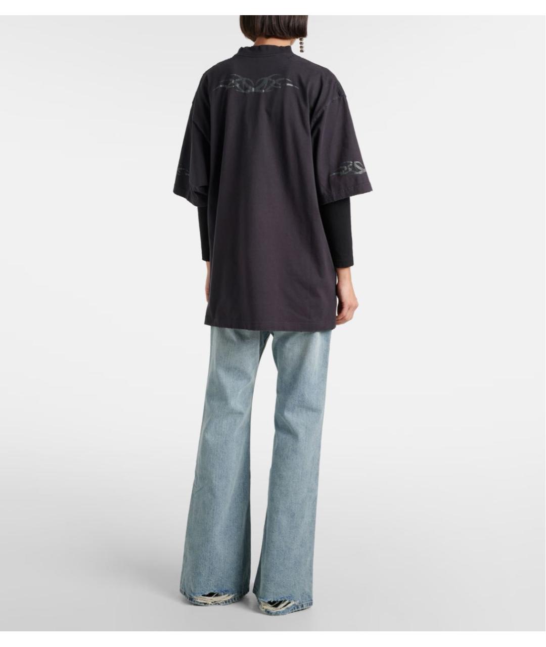 BALENCIAGA Черная хлопковая футболка, фото 3