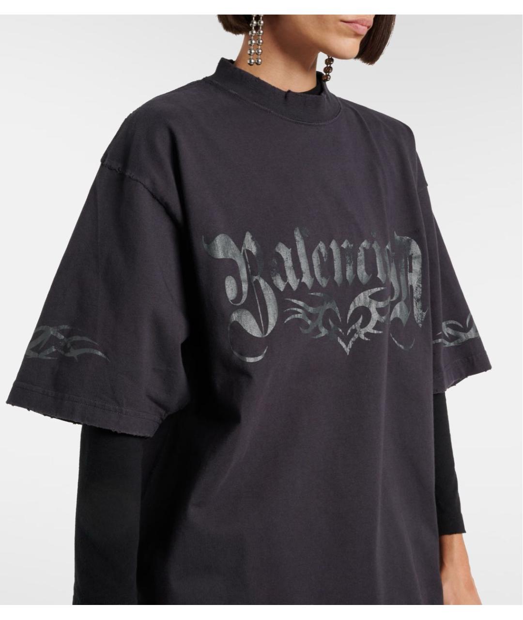 BALENCIAGA Черная хлопковая футболка, фото 4