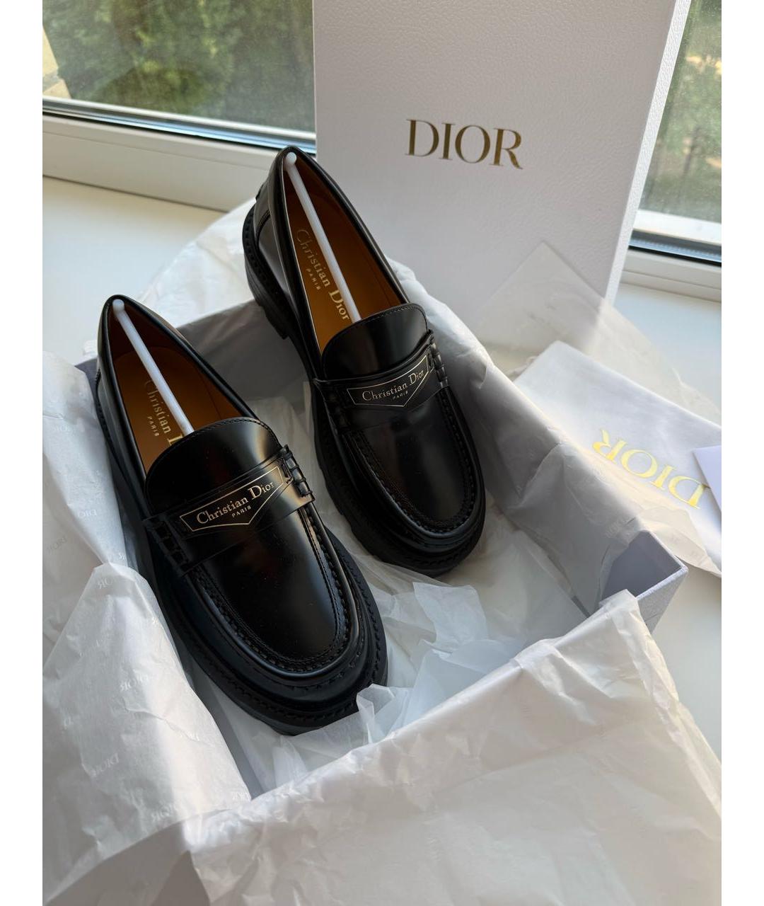 CHRISTIAN DIOR Черные кожаные лоферы, фото 2
