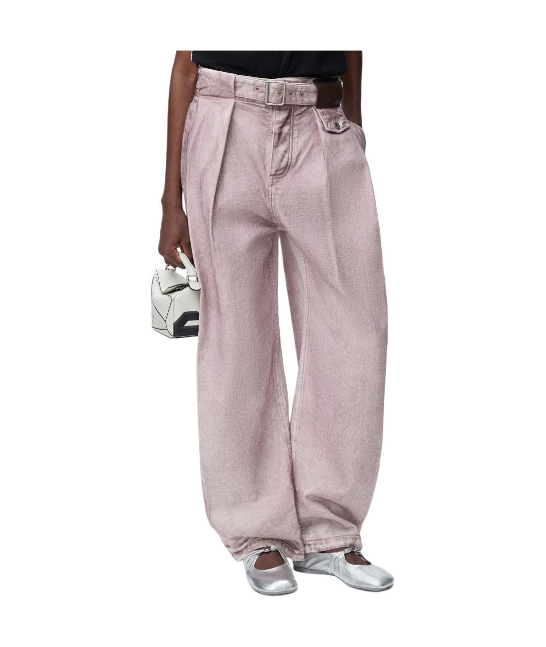 LOEWE Розовые хлопковые прямые джинсы, фото 2