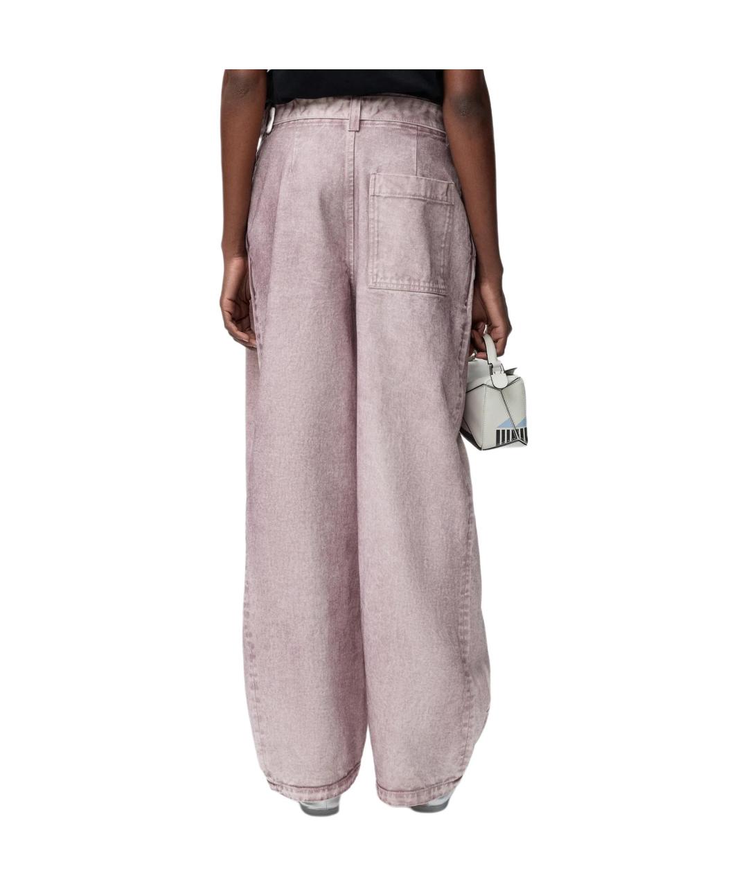 LOEWE Розовые хлопковые прямые джинсы, фото 3