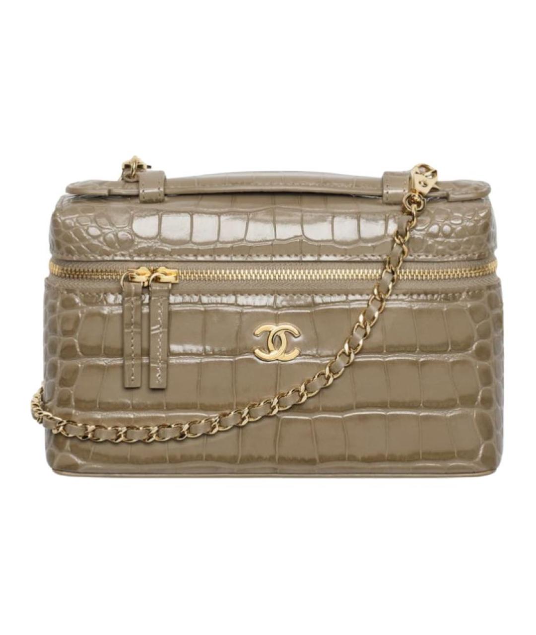 CHANEL Бежевая сумка через плечо из лакированной кожи, фото 1
