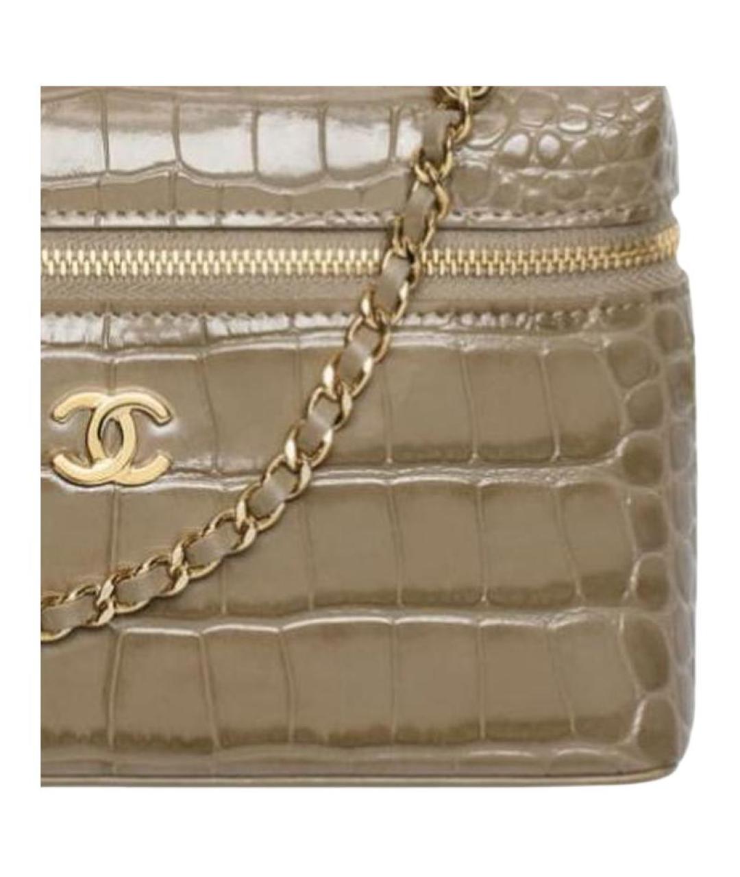 CHANEL Бежевая сумка через плечо из лакированной кожи, фото 2