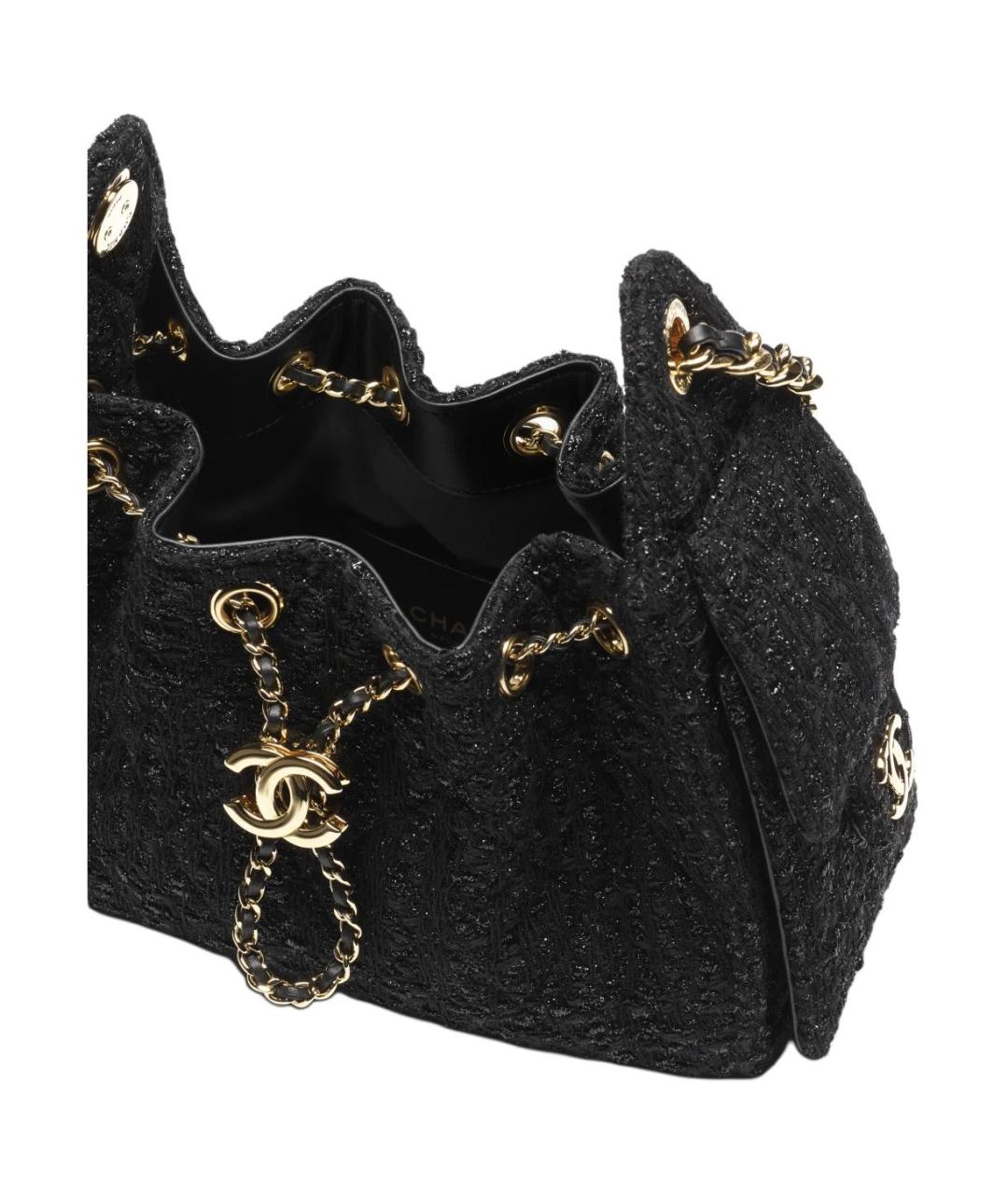 CHANEL Черная твидовая сумка тоут, фото 3