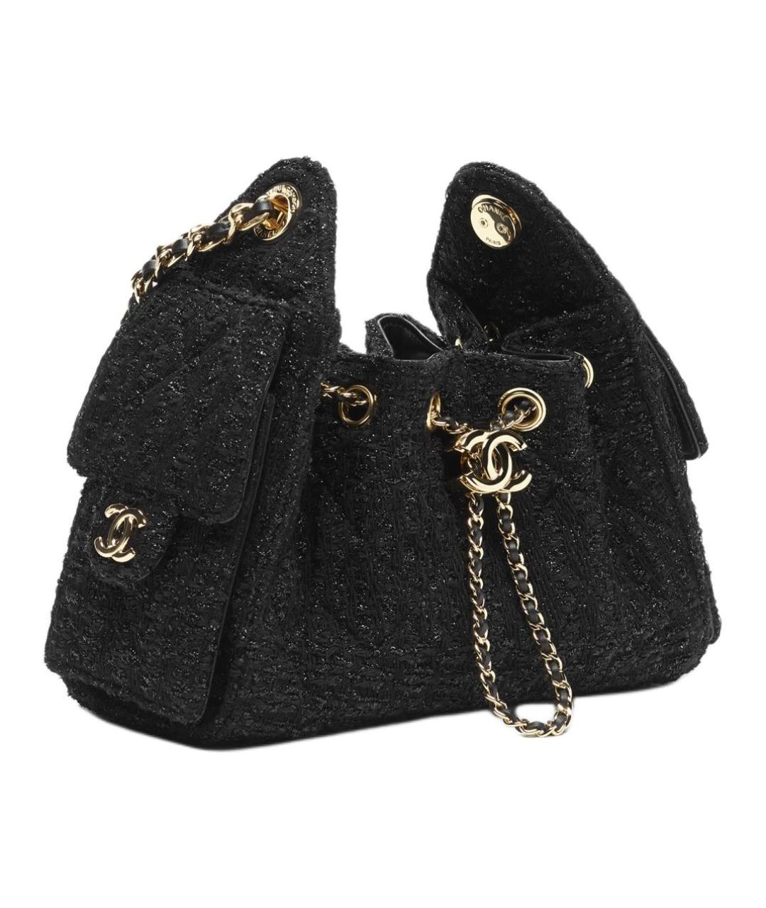 CHANEL Черная твидовая сумка тоут, фото 2