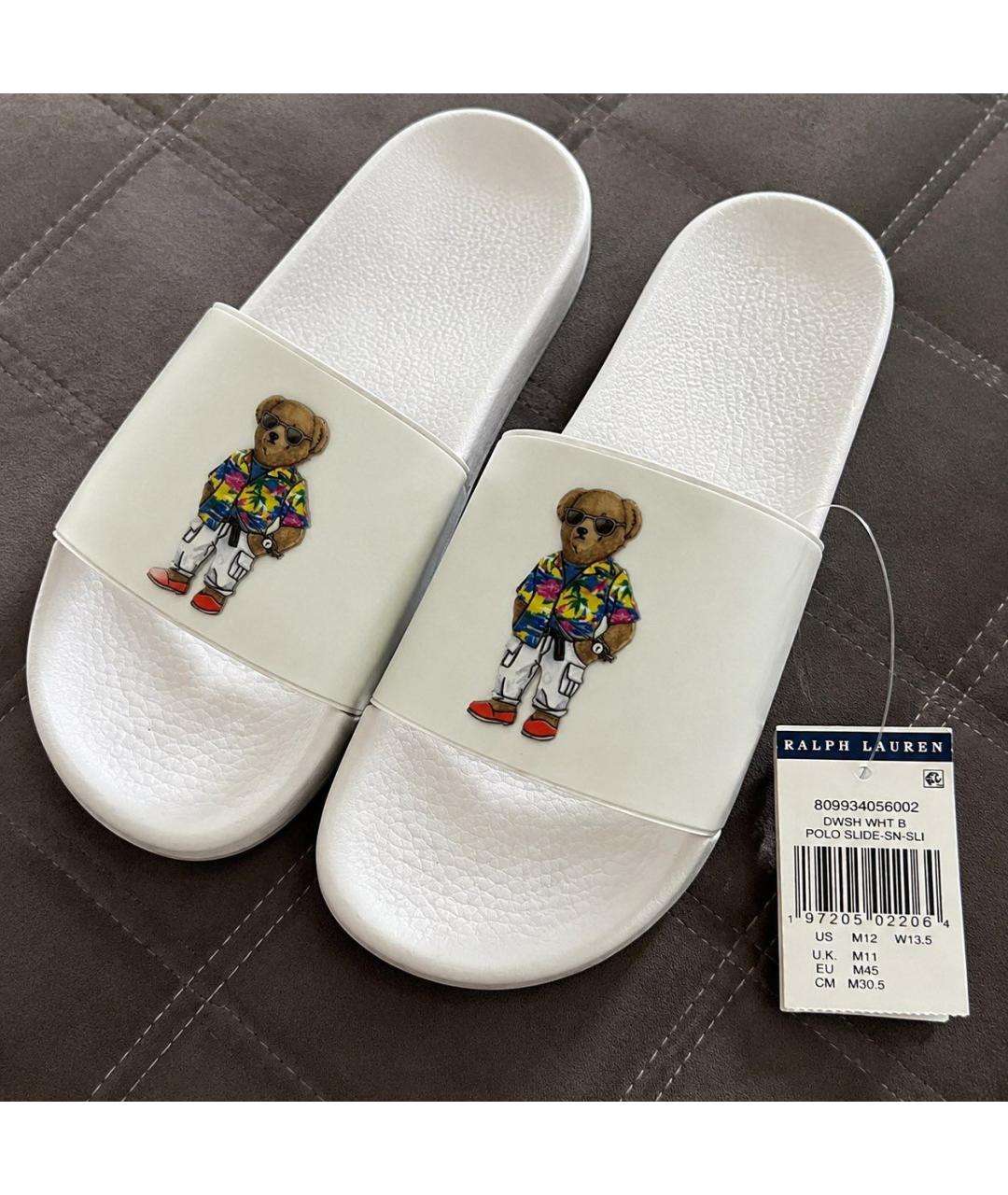 POLO RALPH LAUREN Белые резиновые шлепанцы, фото 4