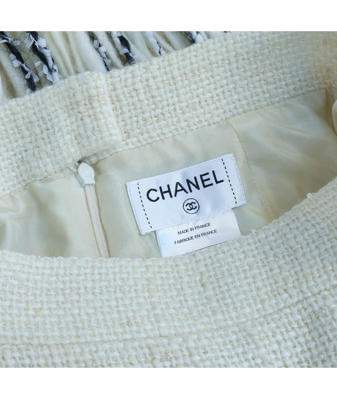 CHANEL Белая шерстяная юбка мини, фото 3