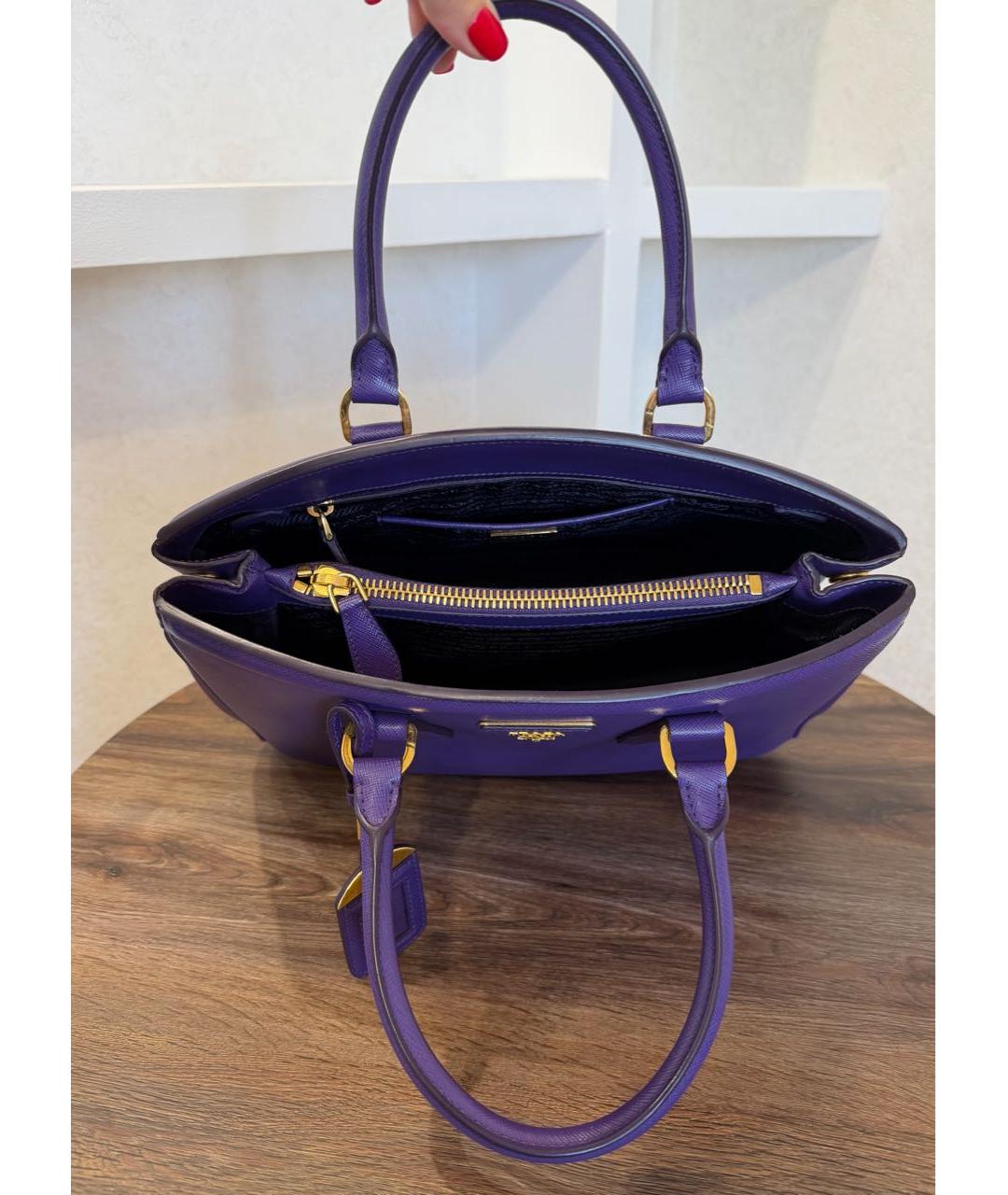 PRADA Фиолетовая кожаная сумка тоут, фото 7