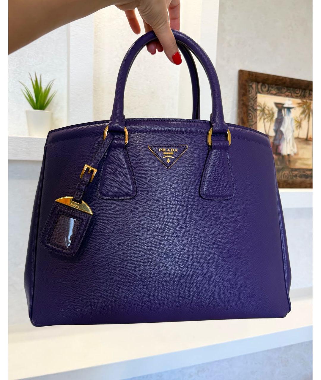 PRADA Фиолетовая кожаная сумка тоут, фото 4