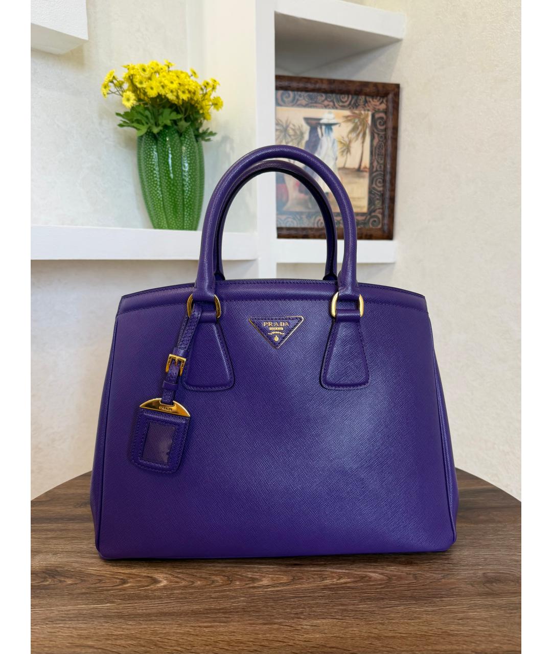 PRADA Фиолетовая кожаная сумка тоут, фото 9