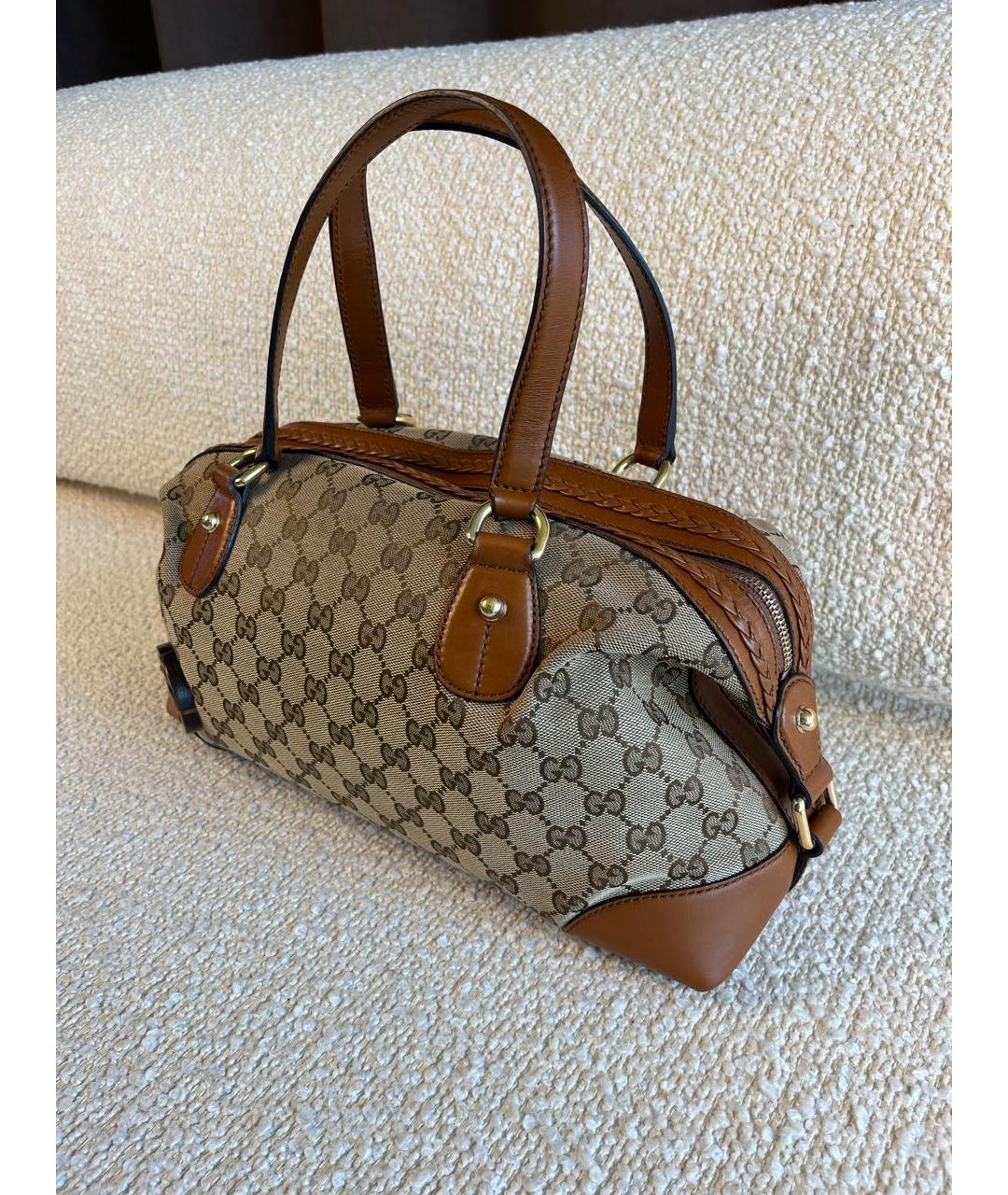 GUCCI Коричневая кожаная сумка с короткими ручками, фото 5