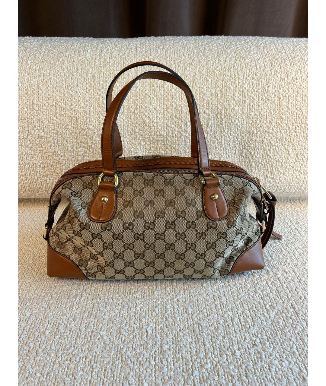 GUCCI Коричневая кожаная сумка с короткими ручками, фото 3