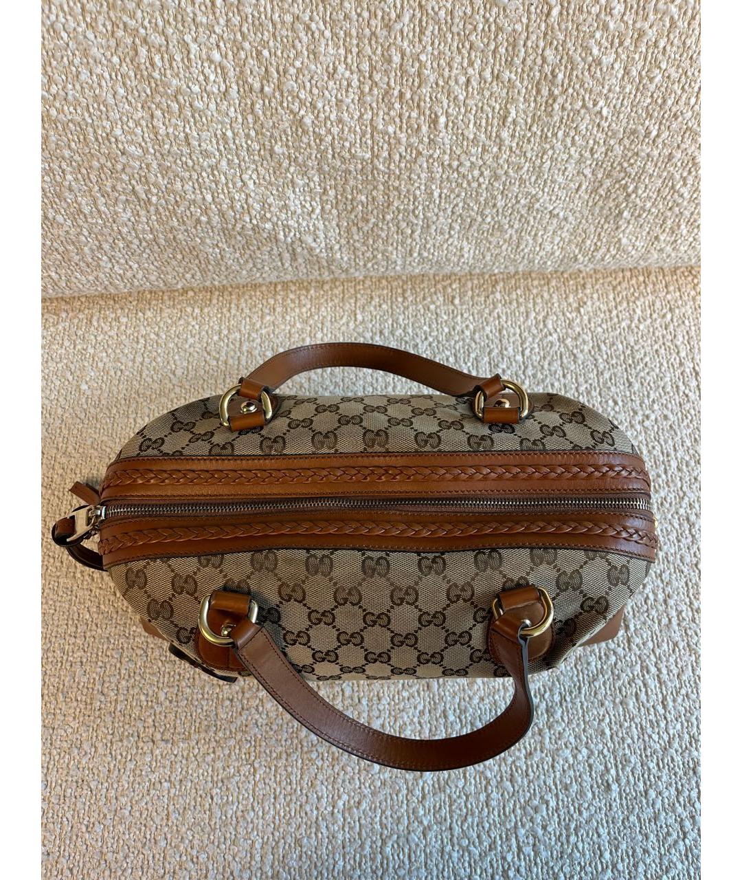 GUCCI Коричневая кожаная сумка с короткими ручками, фото 4