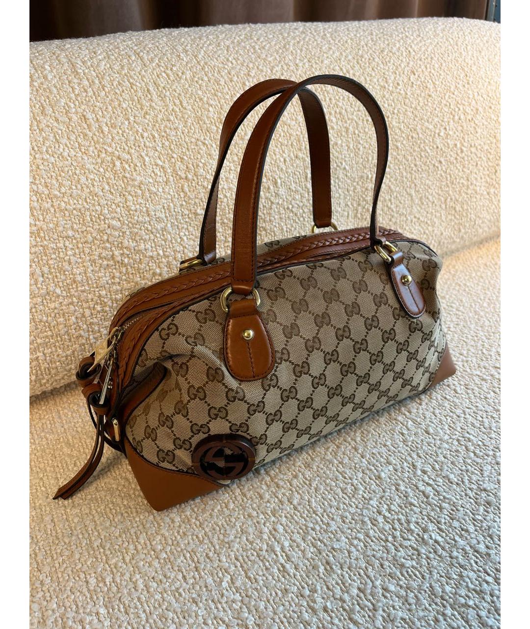 GUCCI Коричневая кожаная сумка с короткими ручками, фото 2