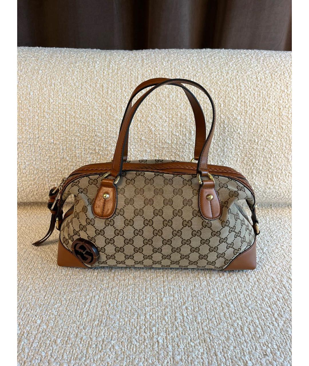 GUCCI Коричневая кожаная сумка с короткими ручками, фото 9